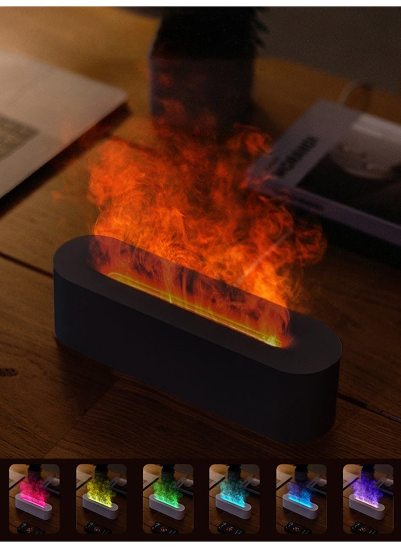 Flame Aroma Diffuser 150ml, 7-Color LED Flame Effect, Ultra Quiet Humidifier with Timer (1/3/5h) & Waterless Auto-Off, USB Type-C – Black - Image 1